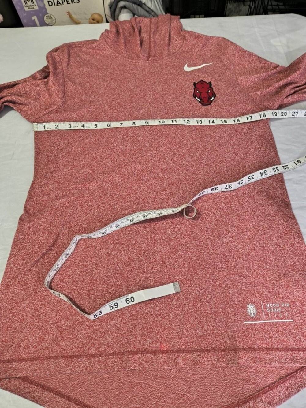 Arkansas Razorback The Nike Tee Long Sleeve Hooded Red Pig Sooie Women's Small - Picture 8 of 12